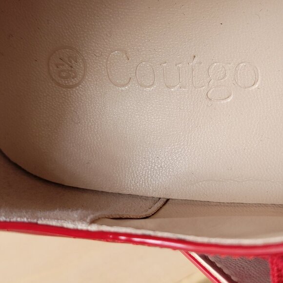 Coutgo Women's Round Toe Platform/Chunky Red Patent Leather Shoe (Size: 9½) - Picture 2 of 13